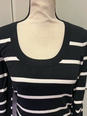 rag & bone Black and White Striped Long Sleeve Dress